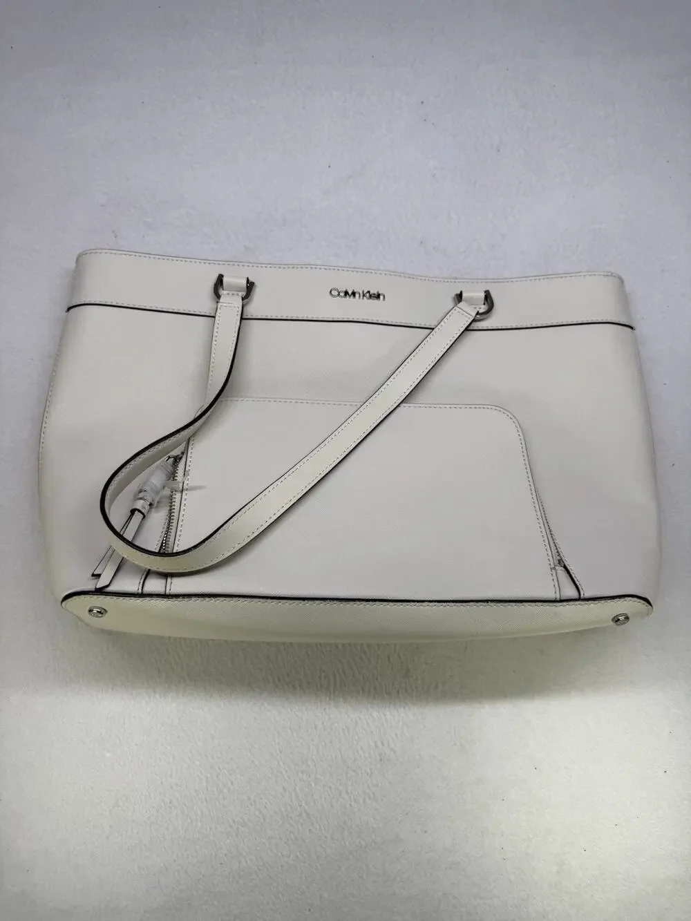 Calvin Klein East-West Zip Pocket Leather Tote